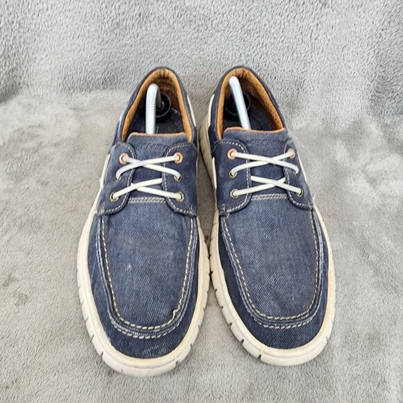 Skechers Shoes Mens Size 9.5 Blue Canvas Moreway Barco Slip On Loafers *Read* main image 8